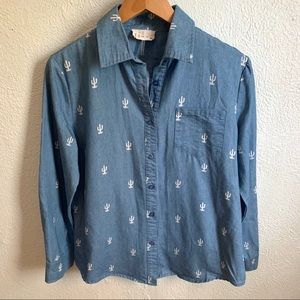 Etwo Chambray button up with cactus print